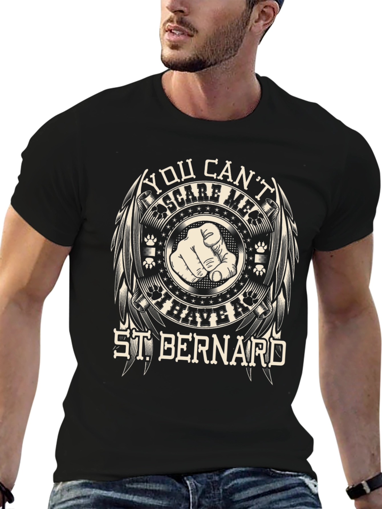 Camiseta Negra St. Bernard: ¡No Me Asustas!