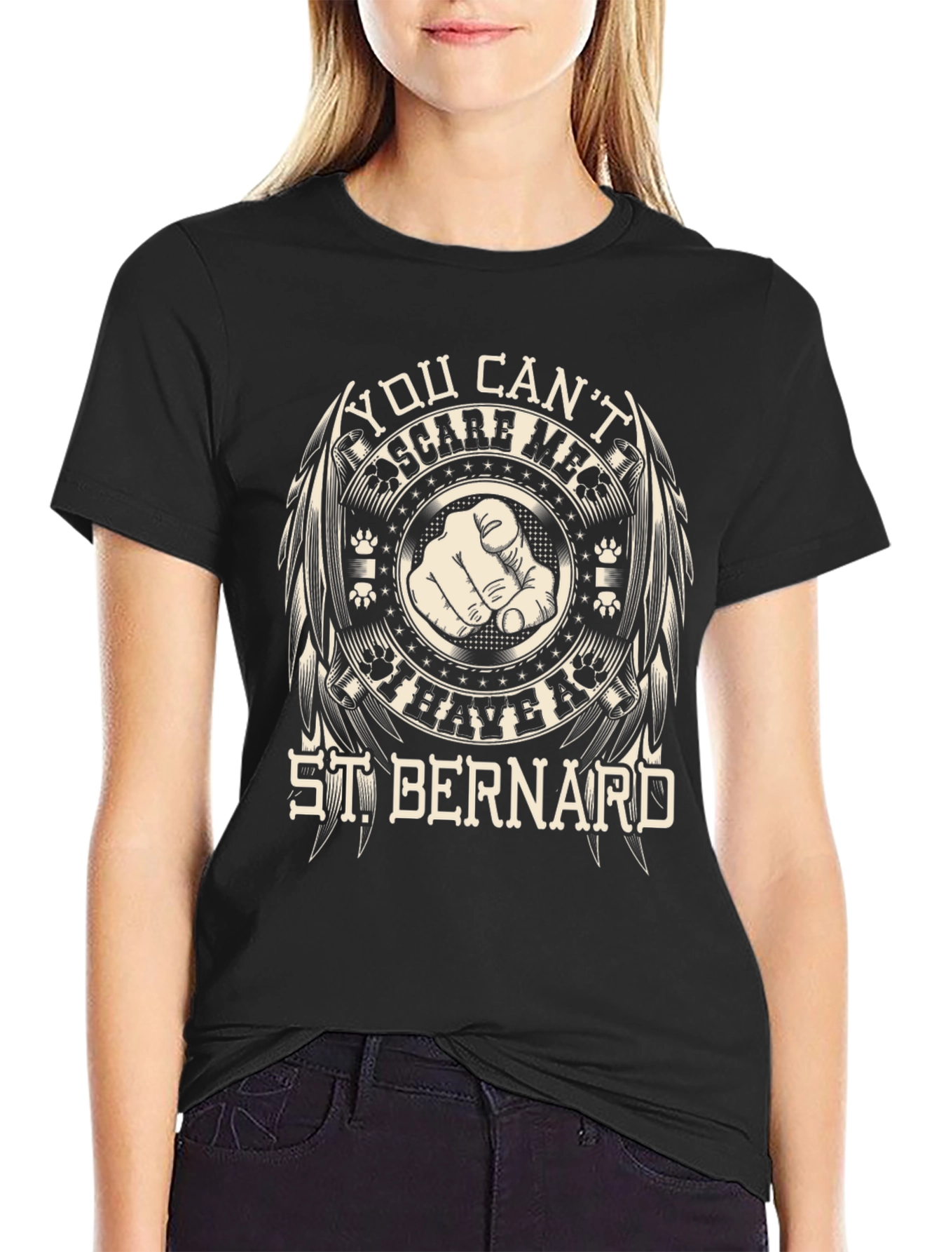 Camiseta Negra St. Bernard: ¡No Me Asustas!