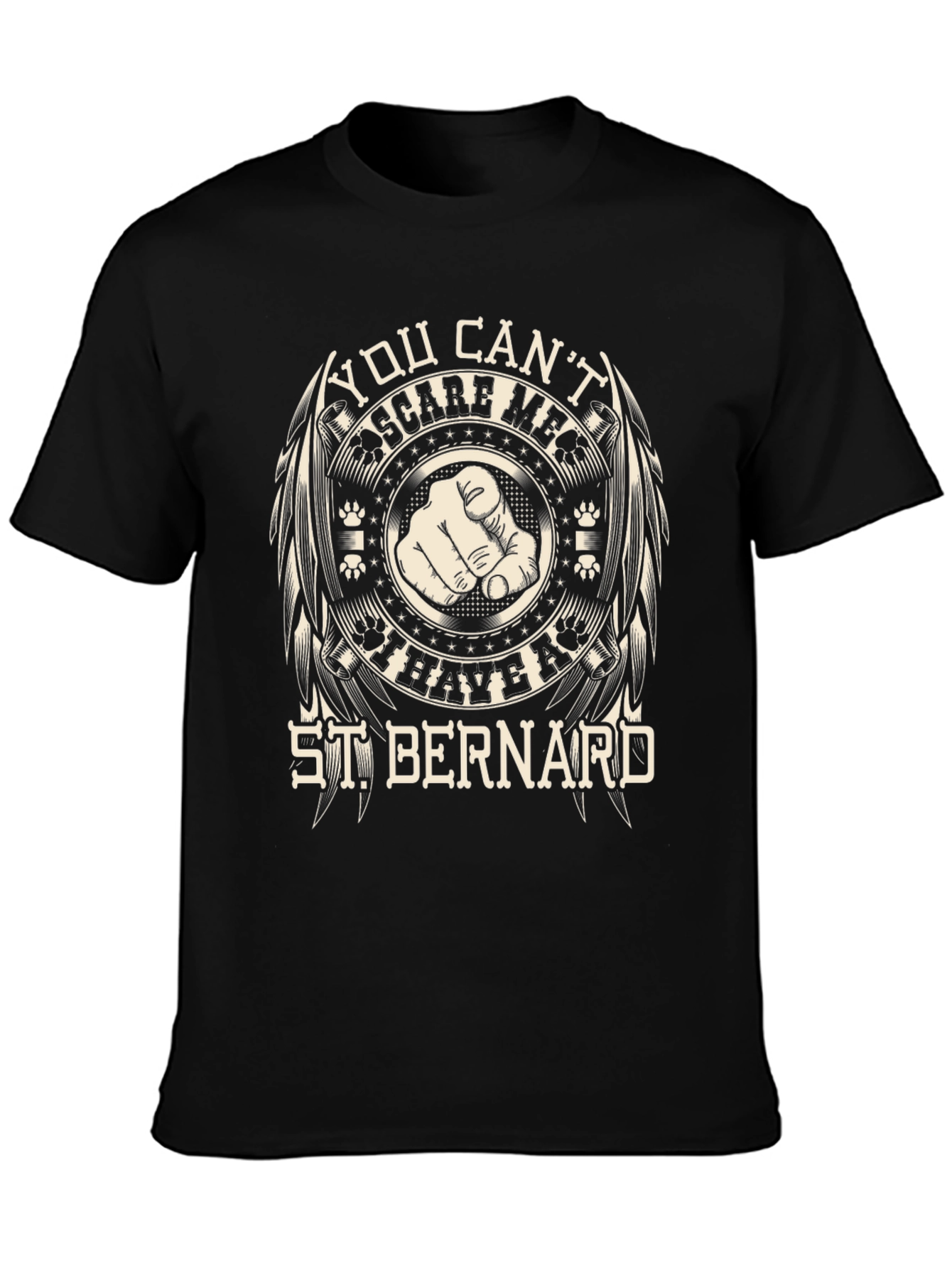 Camiseta Negra St. Bernard: ¡No Me Asustas!