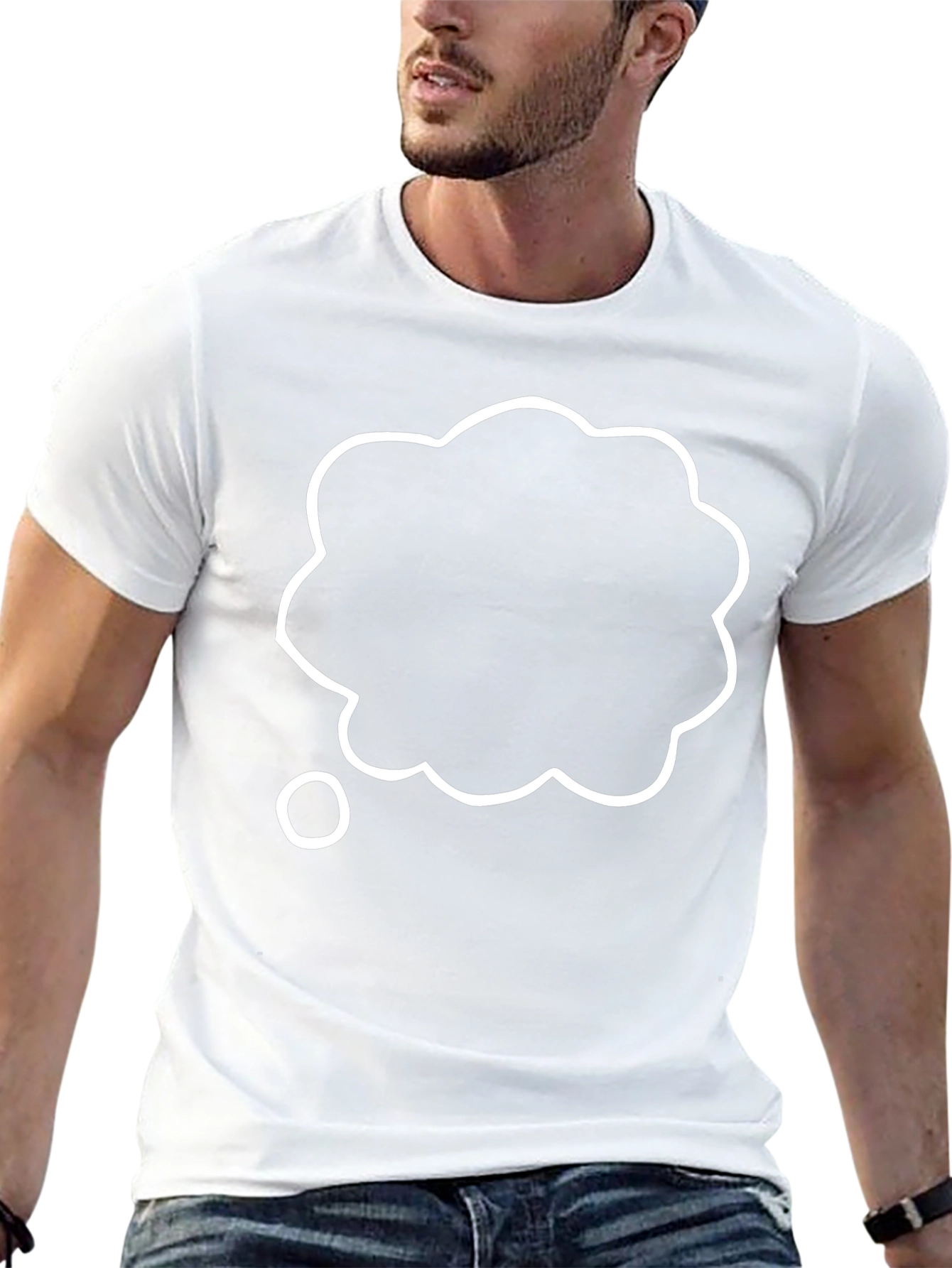 Camiseta Negra con Bocadillo de Pensamiento