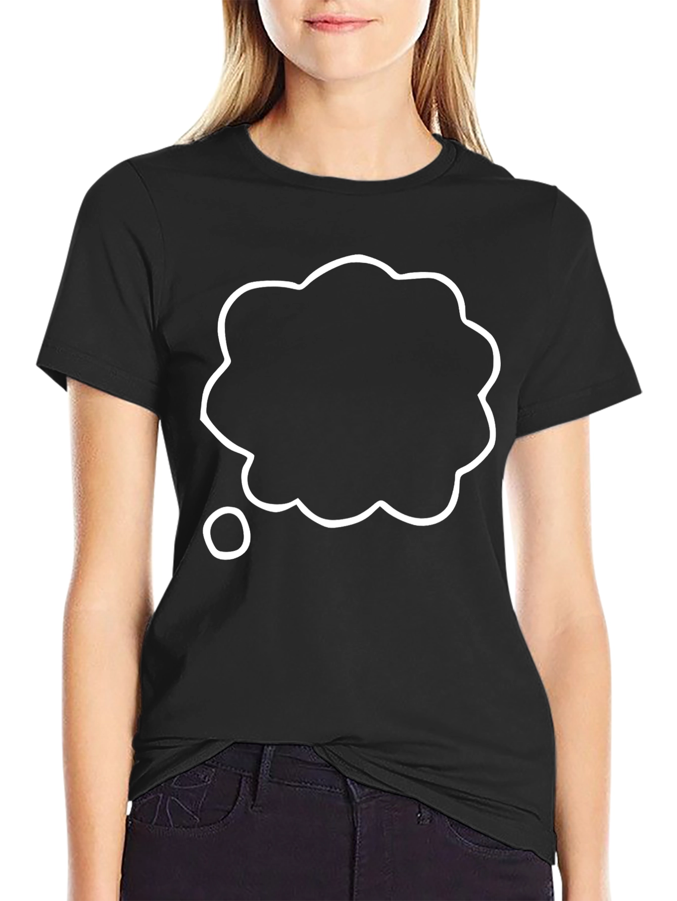 Camiseta Negra con Bocadillo de Pensamiento