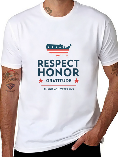 Camiseta Hombre: Respeto Honor Gratitud - Veteranos