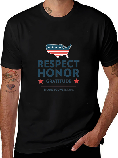 Camiseta Hombre: Respeto Honor Gratitud - Veteranos