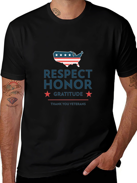 Camiseta Hombre: Respeto Honor Gratitud - Veteranos