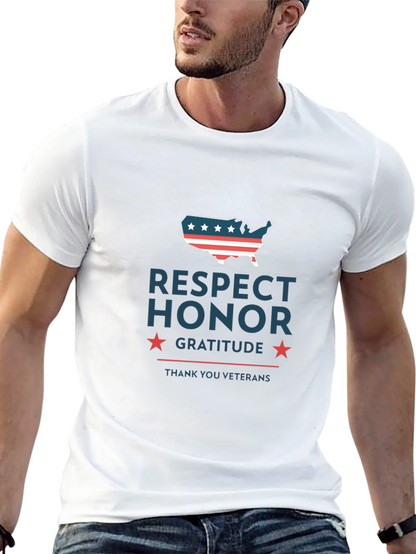 Camiseta Hombre: Respeto Honor Gratitud - Veteranos