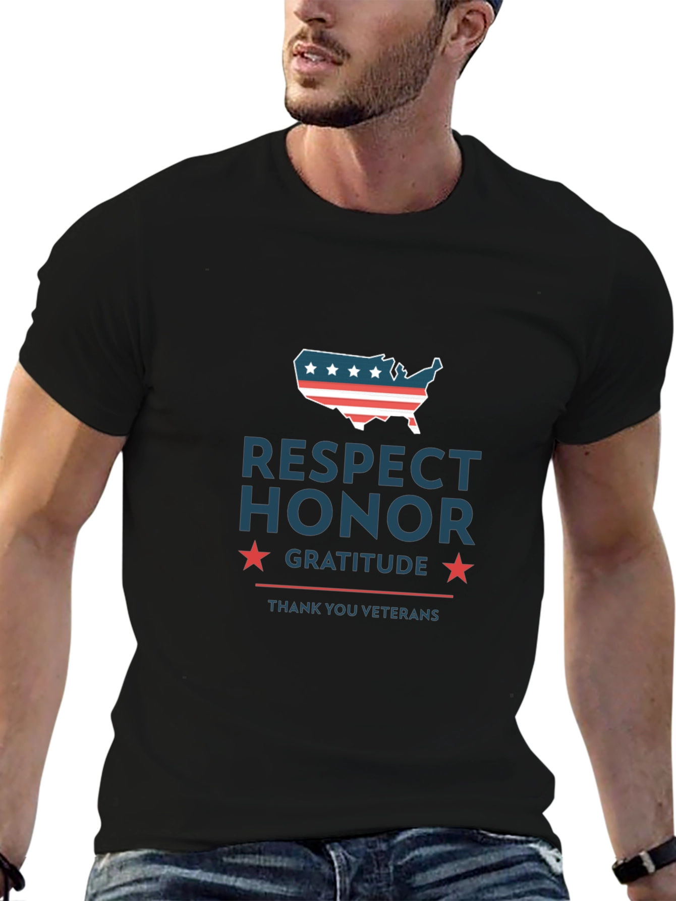 Camiseta Hombre: Respeto Honor Gratitud - Veteranos