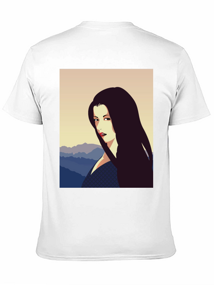 Camiseta Negra con Diseño Artístico de Mujer