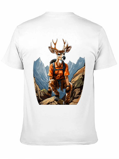 Camiseta Hombre Negra con Diseño de Ciervo Aventurero
