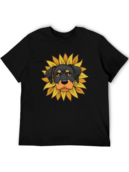 Camiseta Hombre Rottweiler Girasol