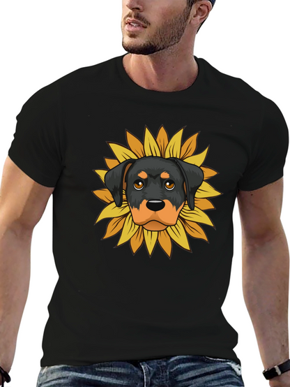 Camiseta Hombre Rottweiler Girasol