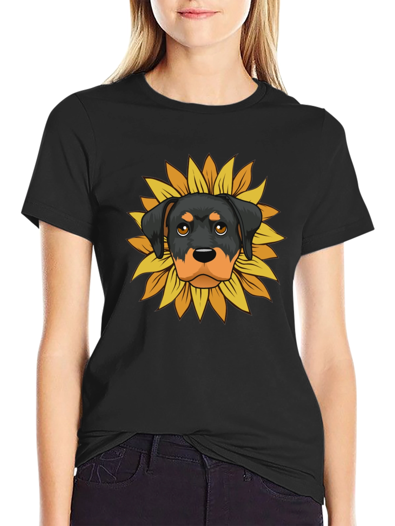Camiseta Hombre Rottweiler Girasol