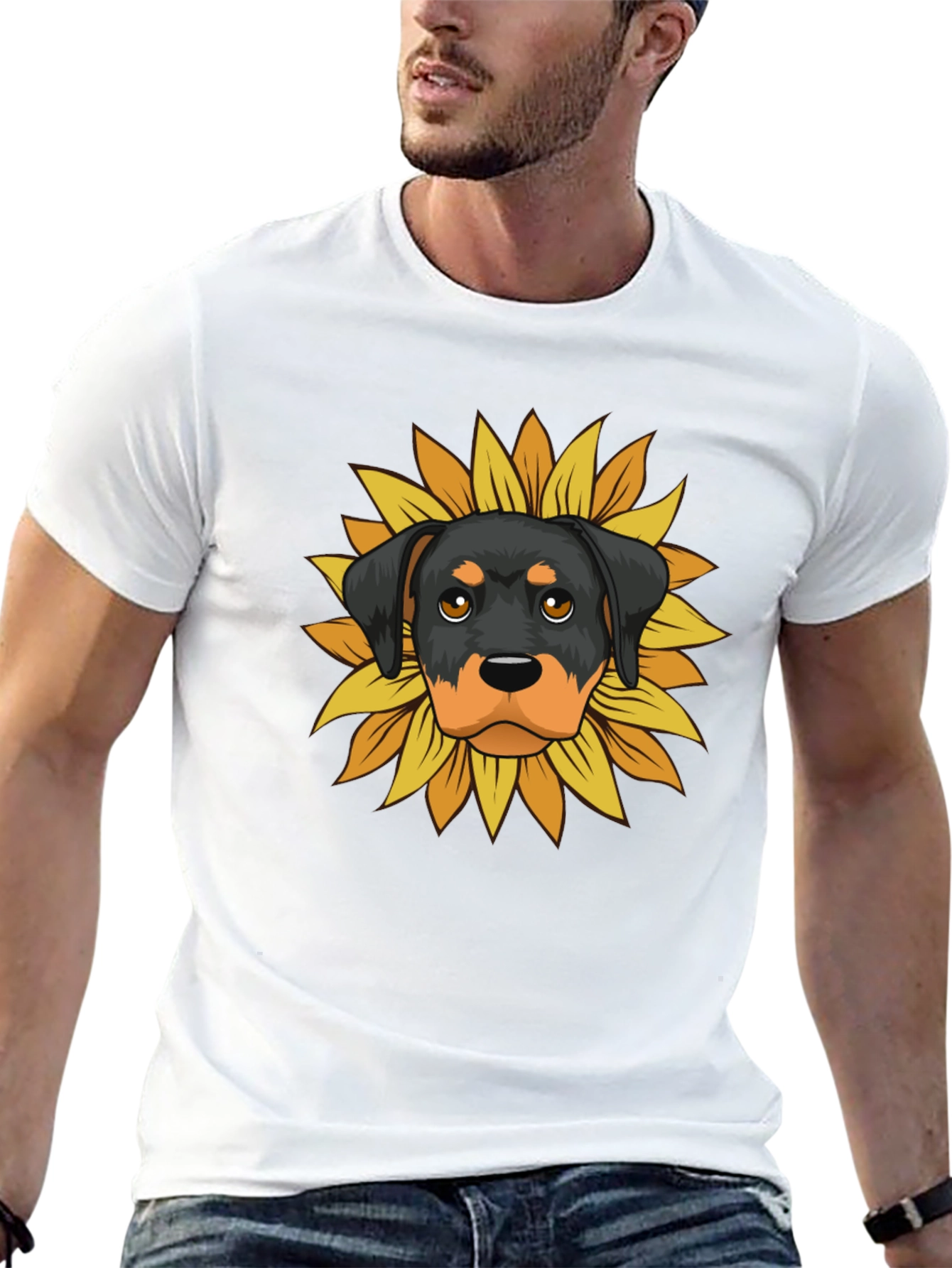 Camiseta Hombre Rottweiler Girasol