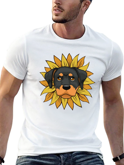Camiseta Hombre Rottweiler Girasol
