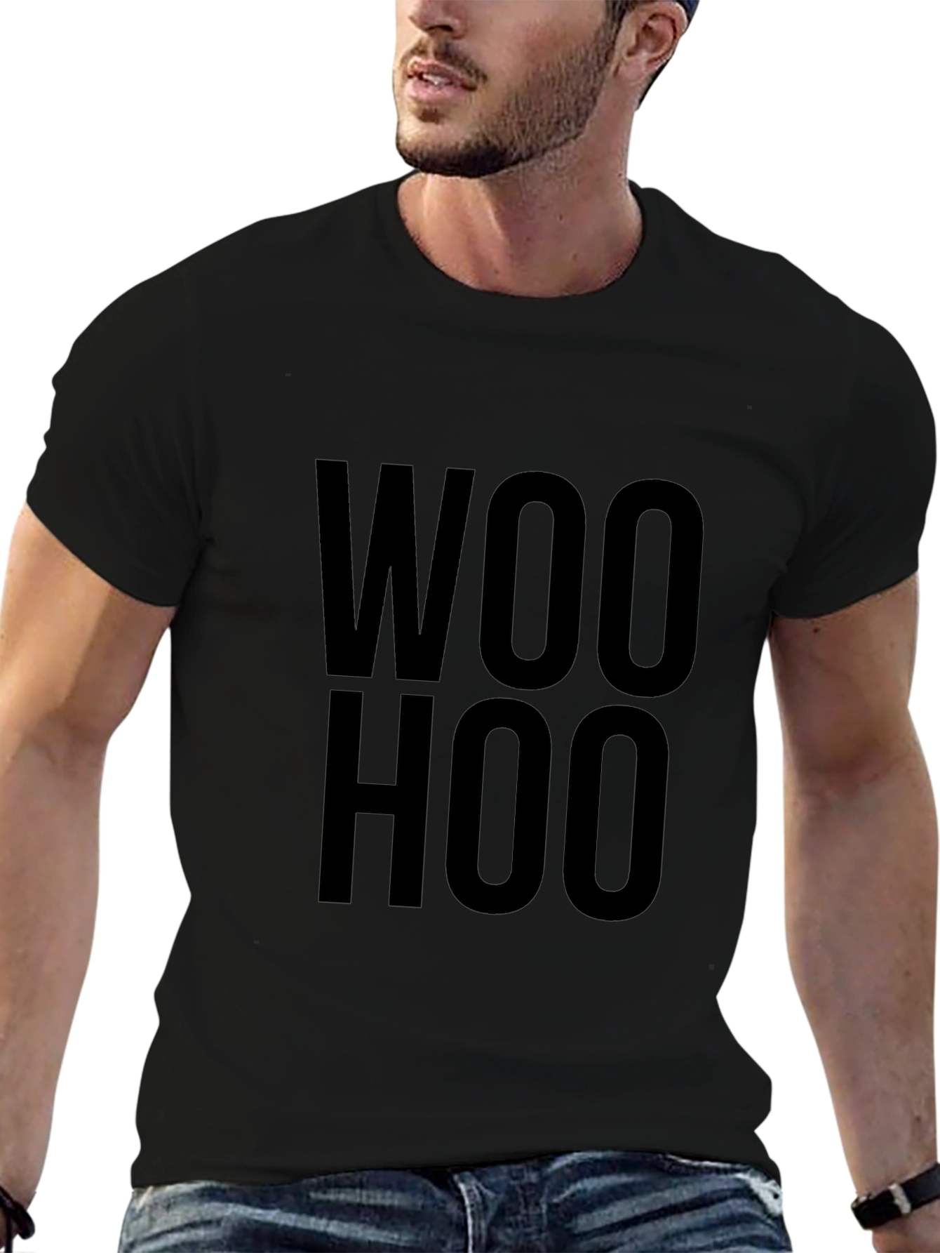 Camiseta Negra Woo Hoo Casual para Hombre
