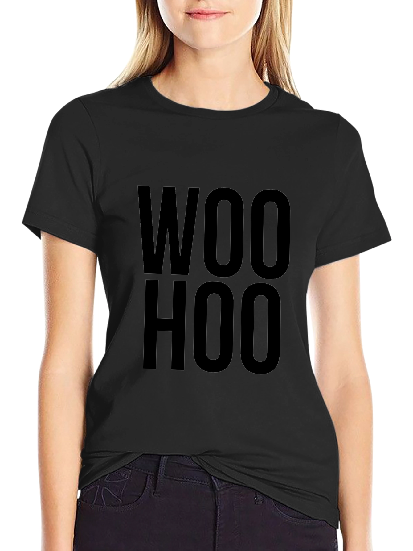 Camiseta Negra Woo Hoo Casual para Hombre