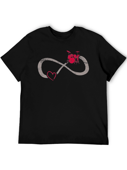 Camiseta Negra con Diseño de Amor y Música