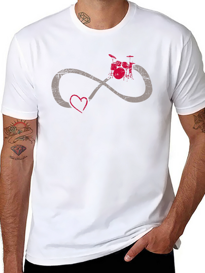 Camiseta Negra con Diseño de Amor y Música