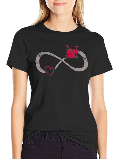Camiseta Negra con Diseño de Amor y Música