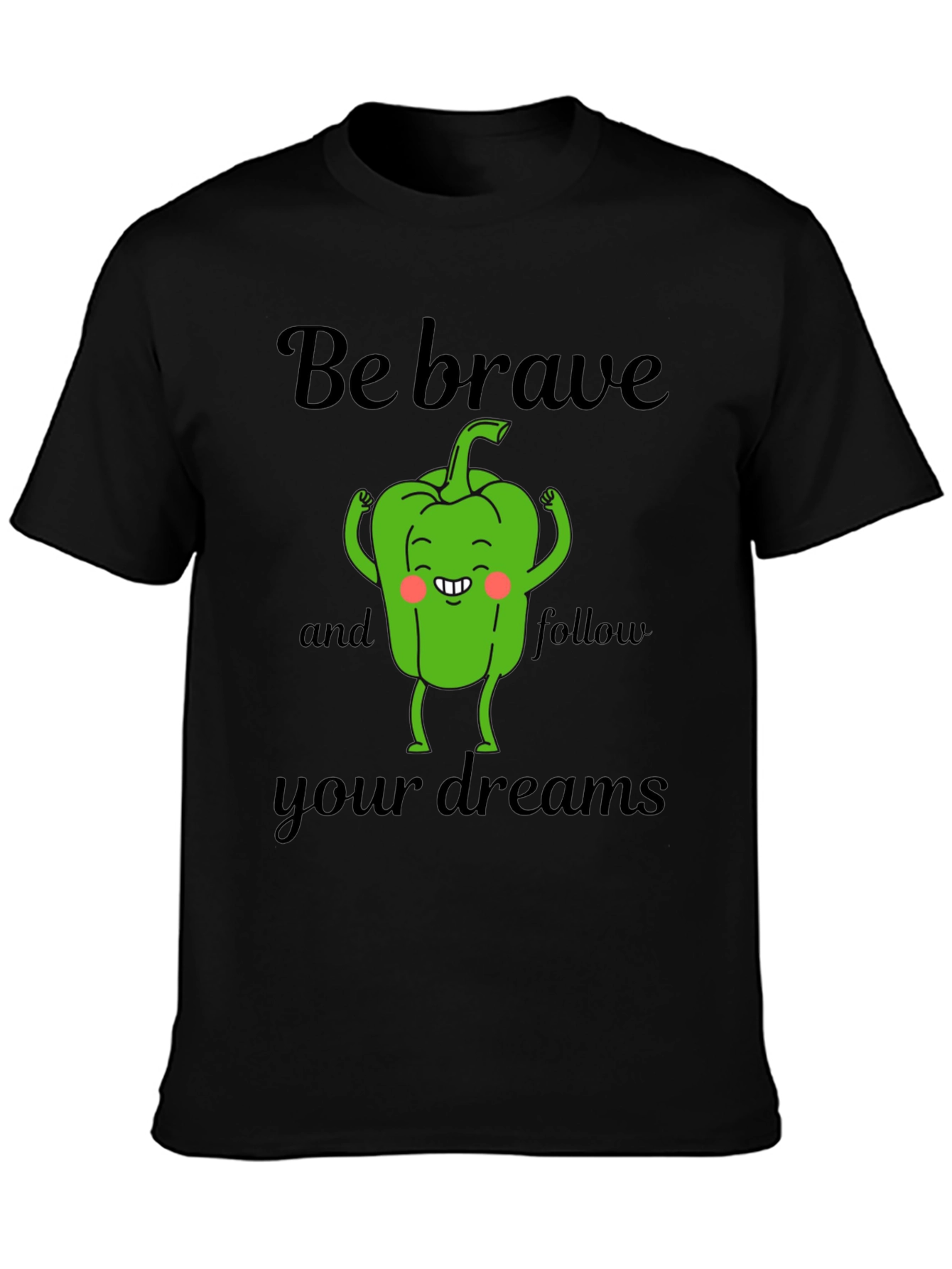 Camiseta Negra Sé Valiente con Diseño de Pimiento