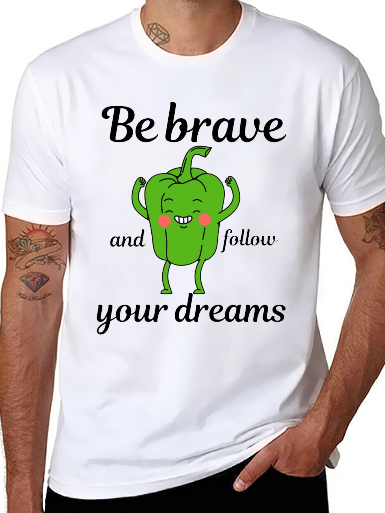 Camiseta Negra Sé Valiente con Diseño de Pimiento