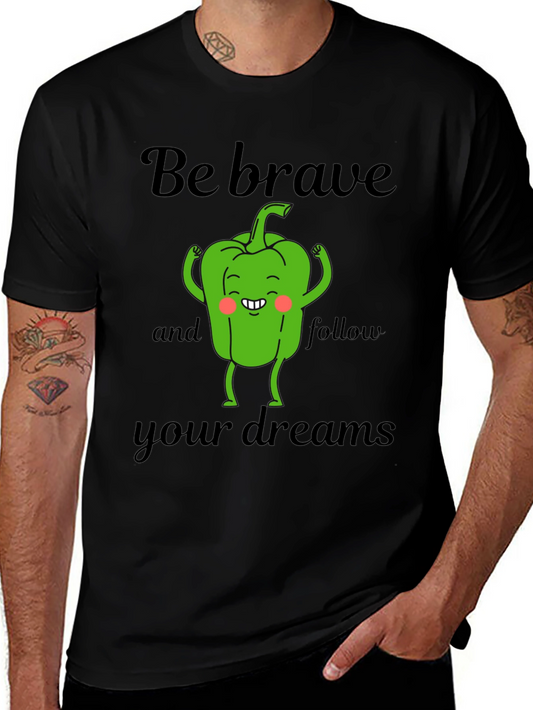 Camiseta Negra Sé Valiente con Diseño de Pimiento