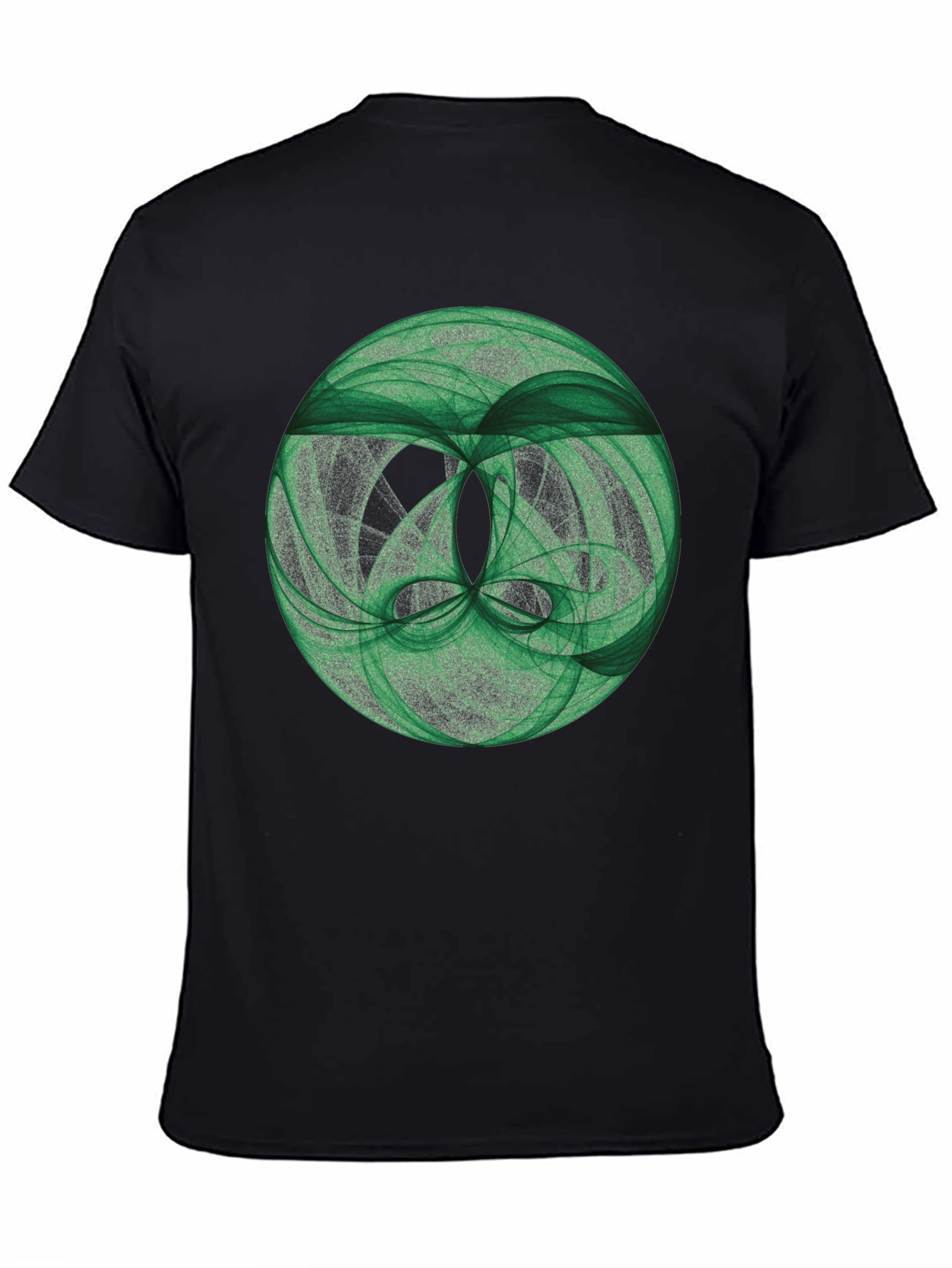 Camiseta Negra con Diseño Abstracto Verde
