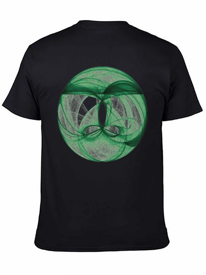 Camiseta Negra con Diseño Abstracto Verde