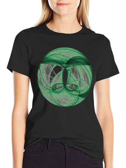 Camiseta Negra con Diseño Abstracto Verde