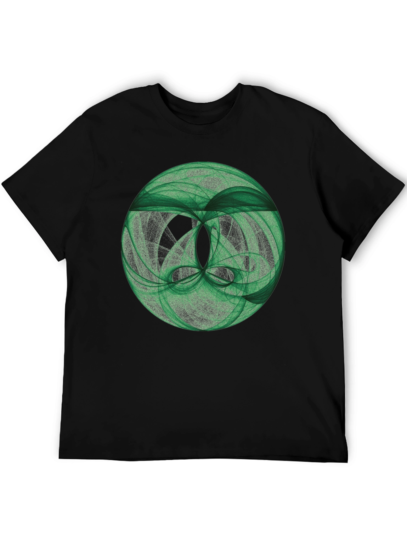 Camiseta Negra con Diseño Abstracto Verde