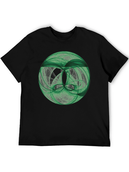 Camiseta Negra con Diseño Abstracto Verde