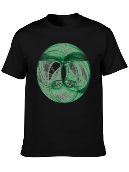 Camiseta Negra con Diseño Abstracto Verde