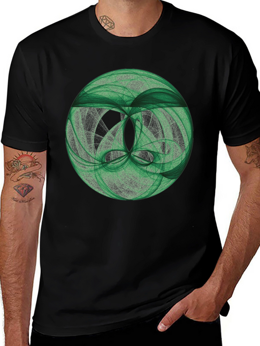 Camiseta Negra con Diseño Abstracto Verde