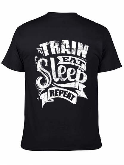 Camiseta Negra Hombre: Entrena Come Duerme Repite