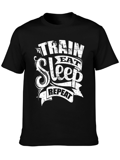 Camiseta Negra Hombre: Entrena Come Duerme Repite