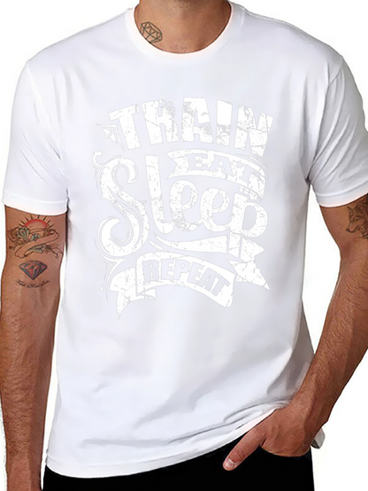 Camiseta Negra Hombre: Entrena Come Duerme Repite