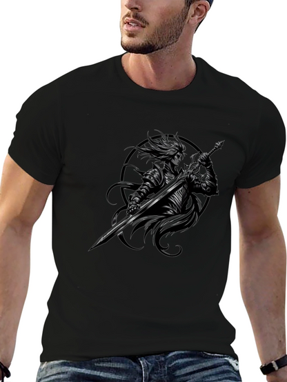 Camiseta Negra Caballero Oscuro con Espada