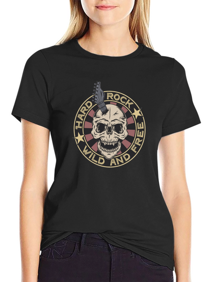 Camiseta Negra Rock n Roll Cráneo