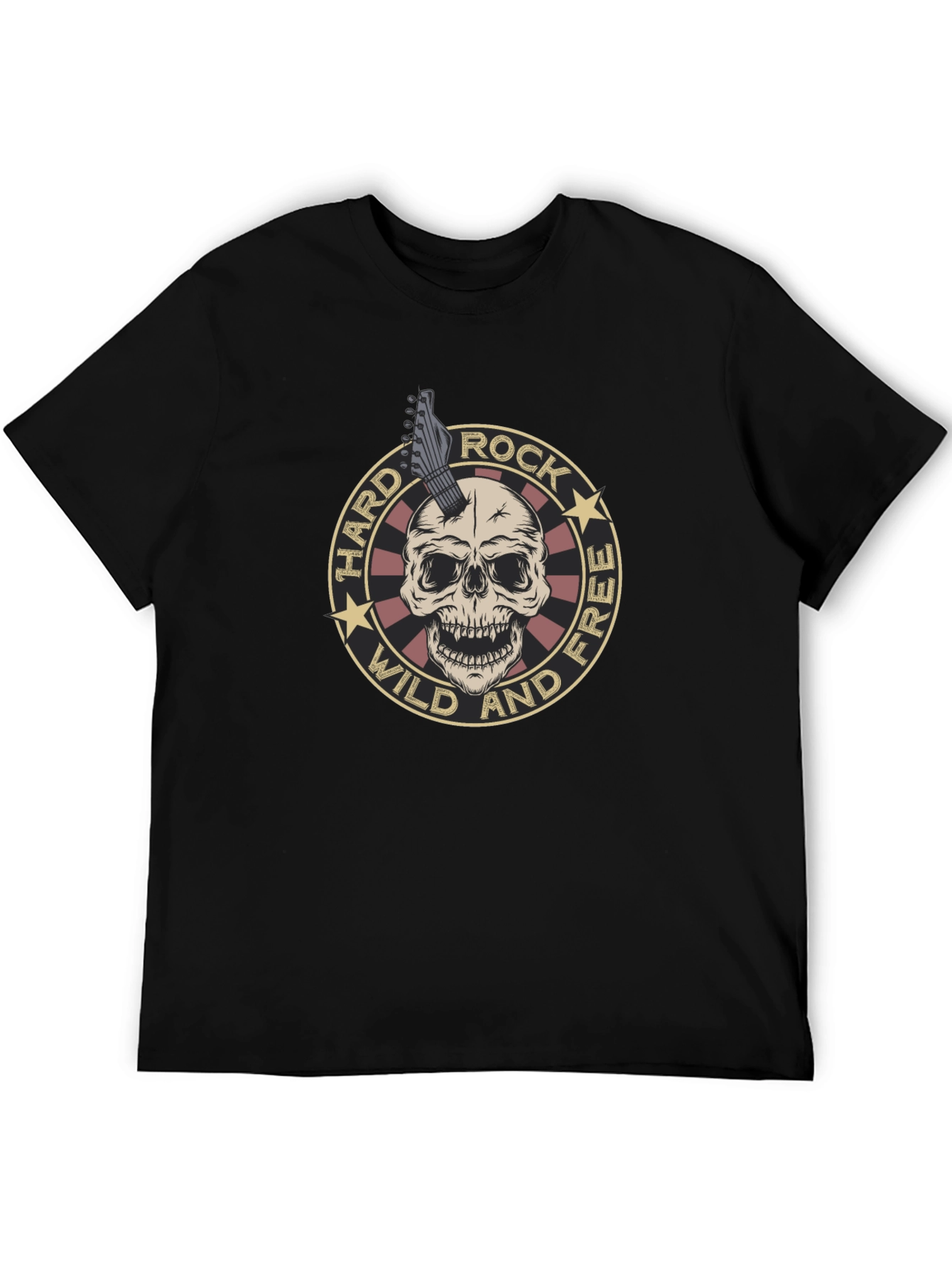 Camiseta Negra Rock n Roll Cráneo