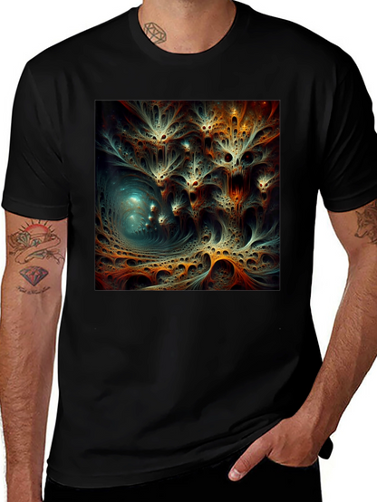 Camiseta Negra con Diseño Abstracto Psicodélico