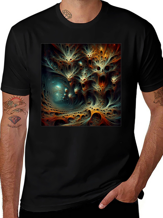 Camiseta Negra con Diseño Abstracto Psicodélico