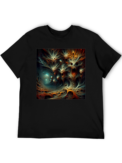 Camiseta Negra con Diseño Abstracto Psicodélico