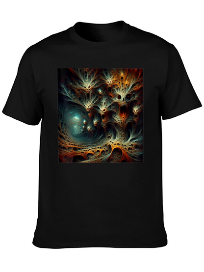 Camiseta Negra con Diseño Abstracto Psicodélico