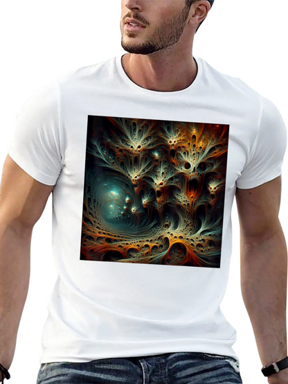 Camiseta Negra con Diseño Abstracto Psicodélico
