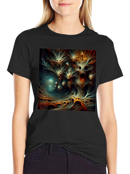 Camiseta Negra con Diseño Abstracto Psicodélico