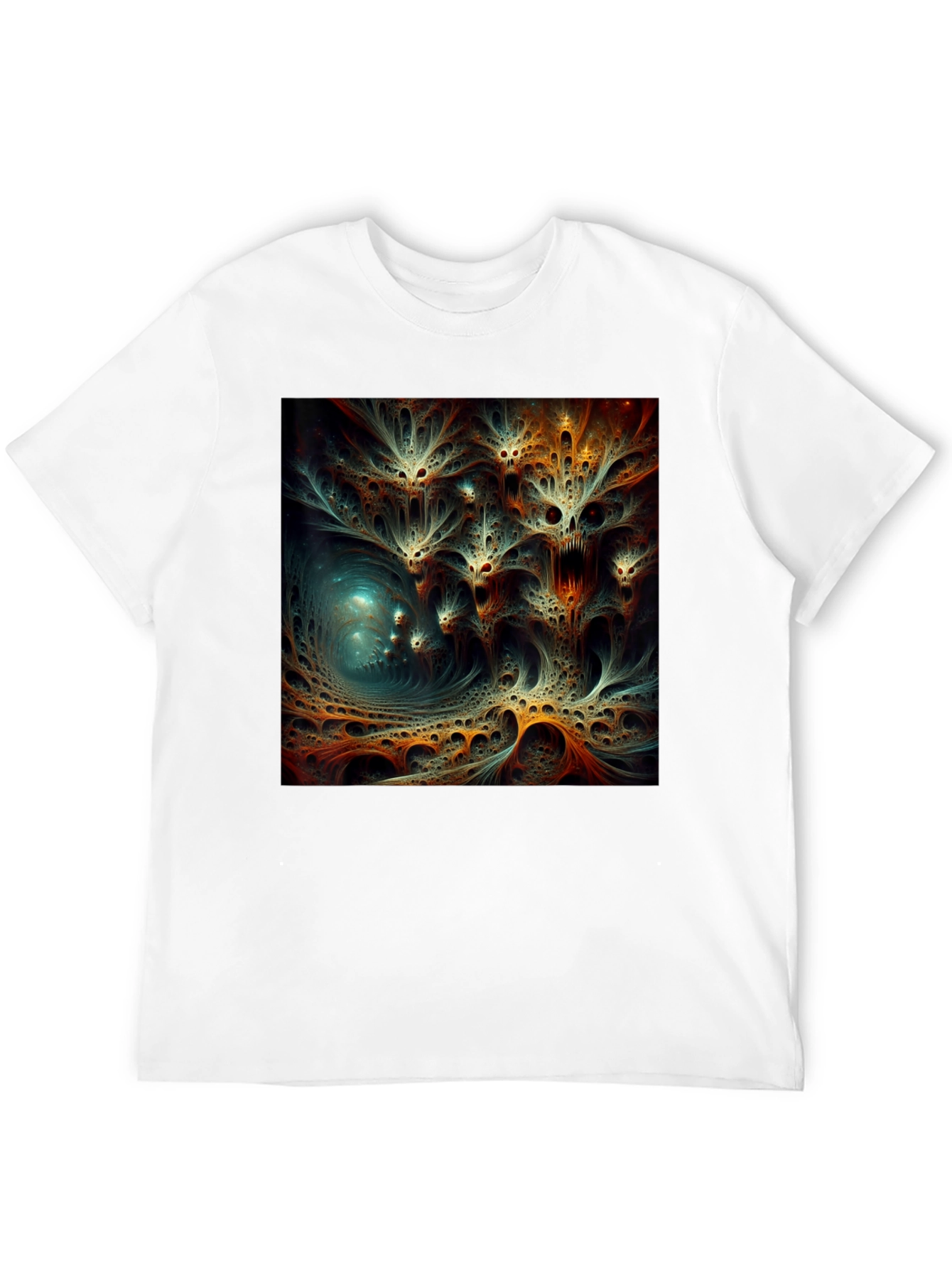 Camiseta Negra con Diseño Abstracto Psicodélico