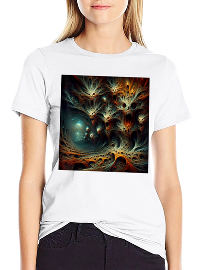 Camiseta Negra con Diseño Abstracto Psicodélico