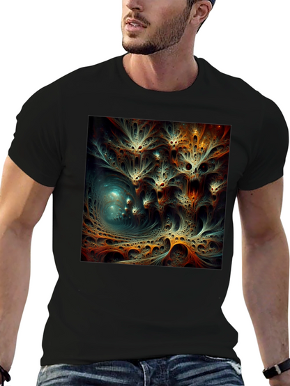 Camiseta Negra con Diseño Abstracto Psicodélico