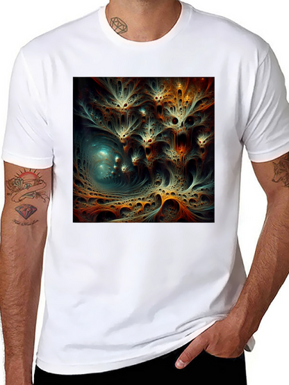 Camiseta Negra con Diseño Abstracto Psicodélico