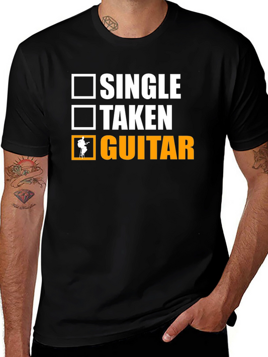 Camiseta Negra Single Taken Guitar para Amantes de la Música