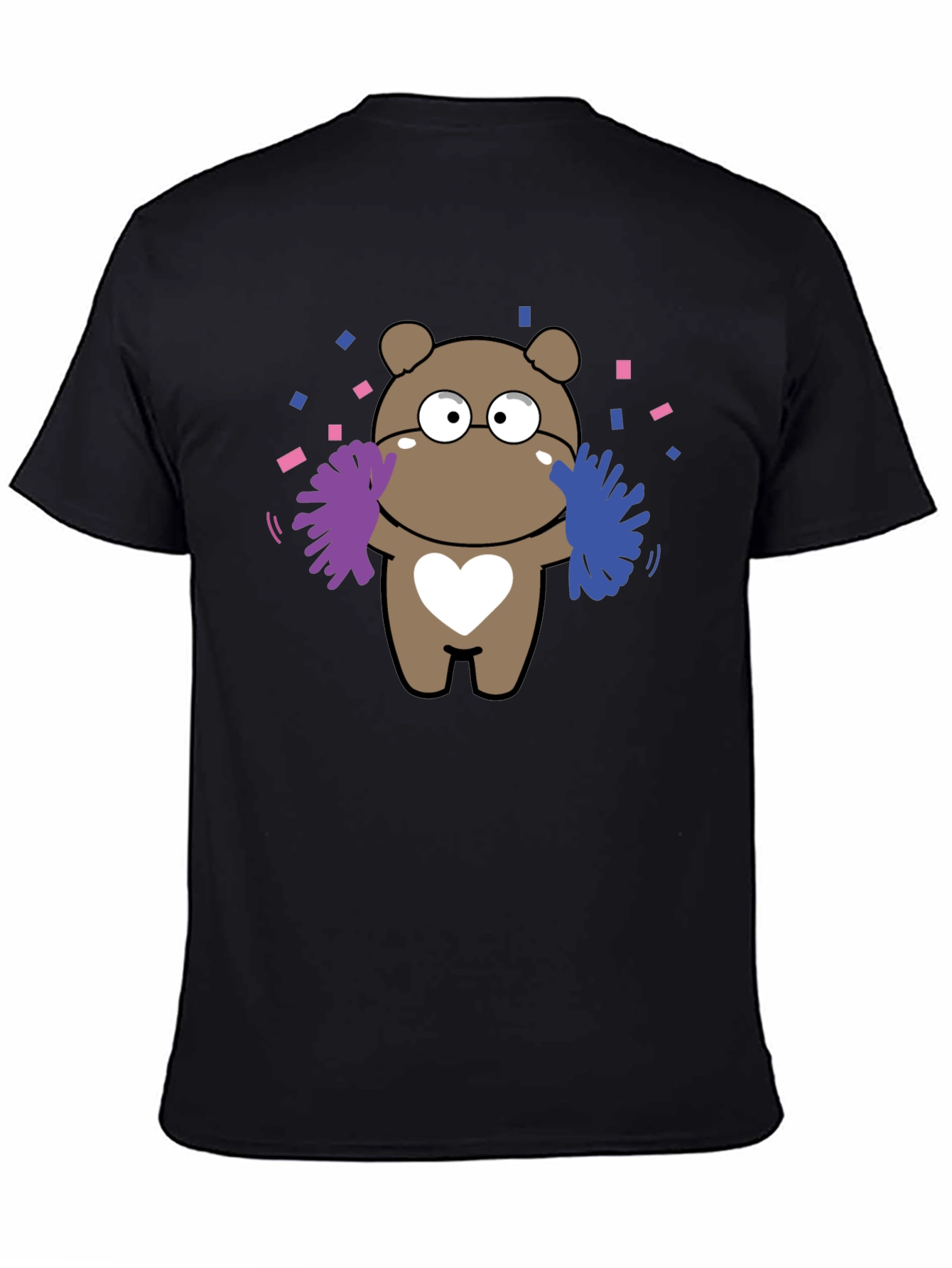 Camiseta Negra con Diseño de Oso Cheerleader